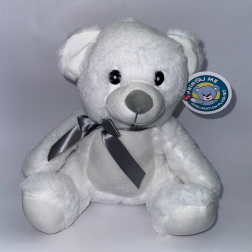 Ursuleț de pluș 25 cm pentru imprimare prin sublimare – alb